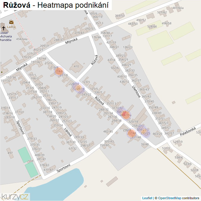 Mapa Růžová - Firmy v ulici.