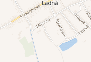 Za hřištěm v obci Ladná - mapa ulice