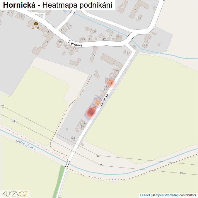 Mapa Hornická - Firmy v ulici.