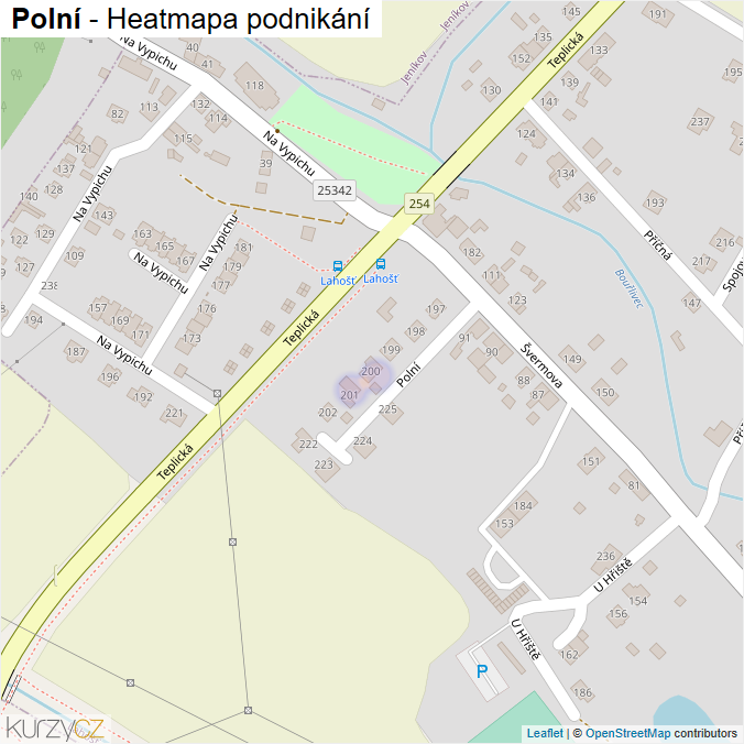 Mapa Polní - Firmy v ulici.