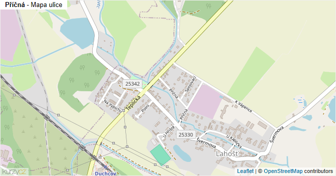 Příčná - mapa ulice