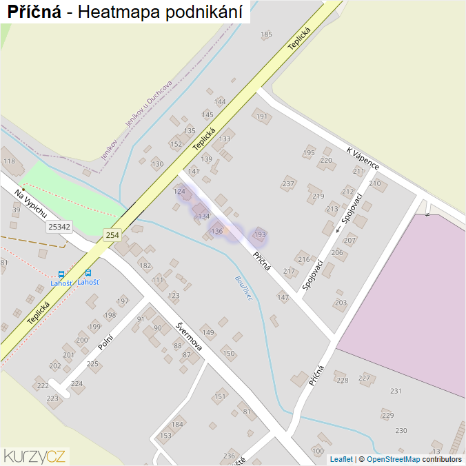 Mapa Příčná - Firmy v ulici.
