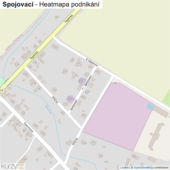 Mapa Spojovací - Firmy v ulici.