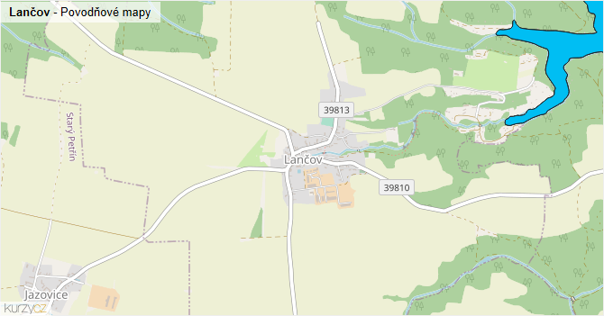 Lančov - záplavové mapy stoleté vody