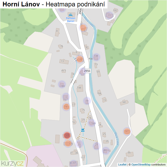 Mapa Horní Lánov - Firmy v části obce.
