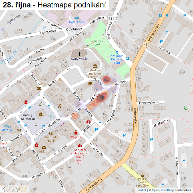 Mapa 28. října - Firmy v ulici.