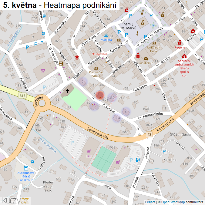 Mapa 5. května - Firmy v ulici.