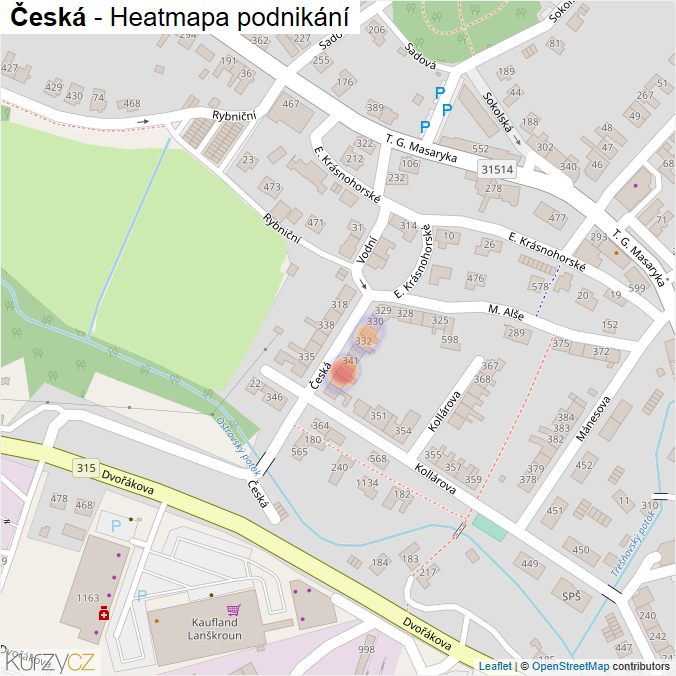 Mapa Česká - Firmy v ulici.