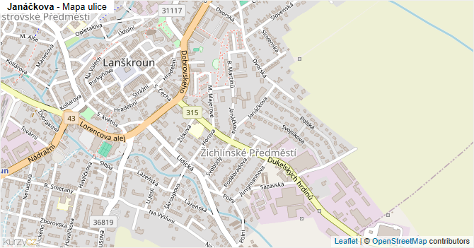 Janáčkova - mapa ulice