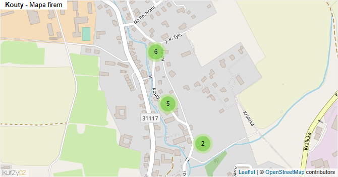 Kouty - mapa firem
