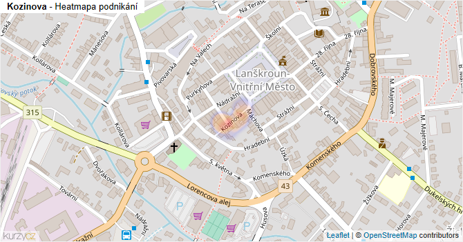 Kozinova - mapa podnikání