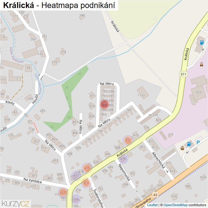 Mapa Králická - Firmy v ulici.
