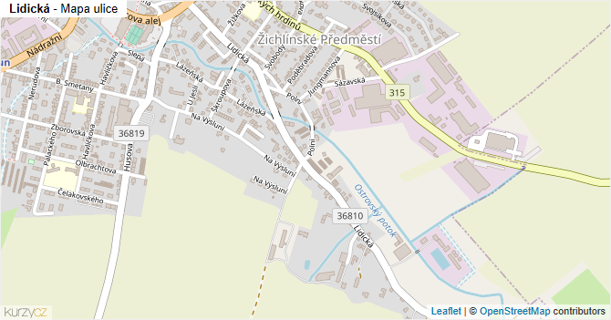 Lidická - mapa ulice