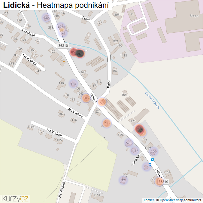 Mapa Lidická - Firmy v ulici.