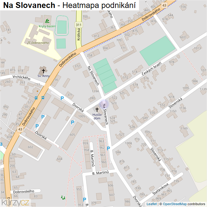 Mapa Na Slovanech - Firmy v ulici.