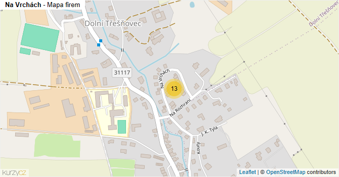 Na Vrchách - mapa firem