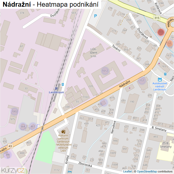 Mapa Nádražní - Firmy v ulici.