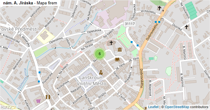nám. A. Jiráska - mapa firem
