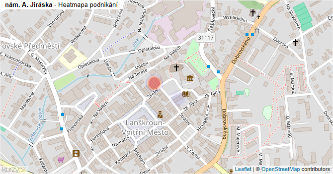 nám. A. Jiráska - mapa podnikání