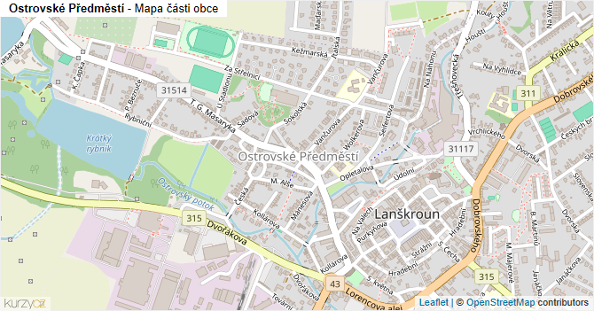 Ostrovské Předměstí - mapa části obce