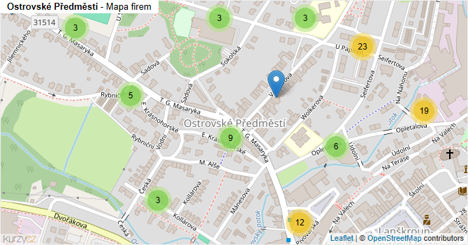 Ostrovské Předměstí - mapa firem