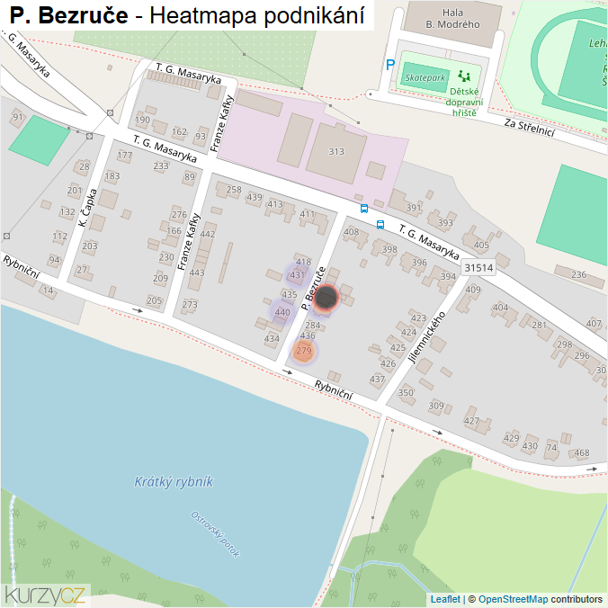 Mapa P. Bezruče - Firmy v ulici.