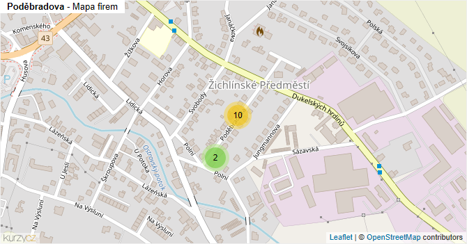 Poděbradova - mapa firem
