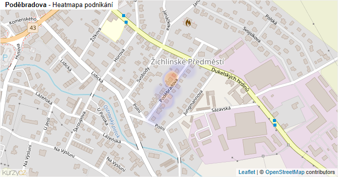 Poděbradova - mapa podnikání