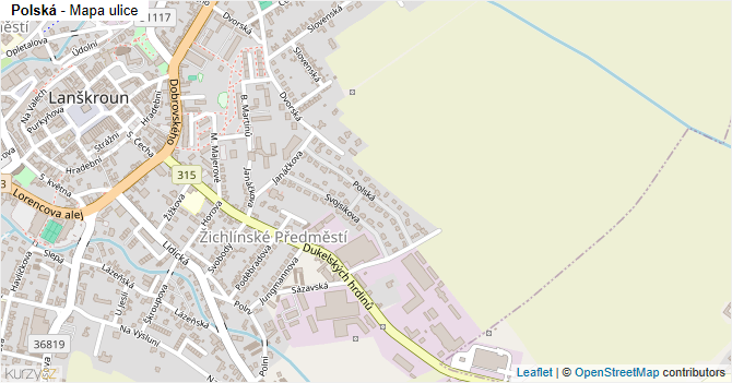 Polská - mapa ulice