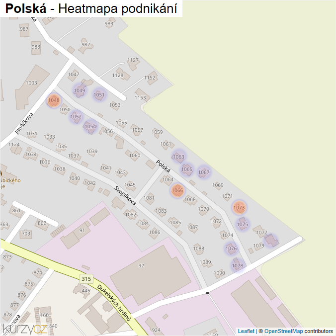 Mapa Polská - Firmy v ulici.