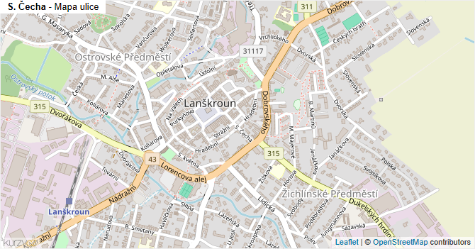 S. Čecha - mapa ulice