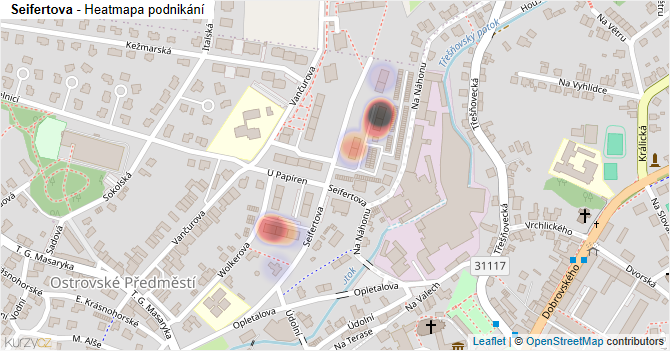 Seifertova - mapa podnikání