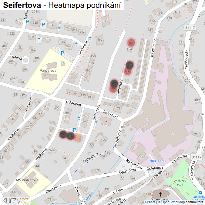 Mapa Seifertova - Firmy v ulici.