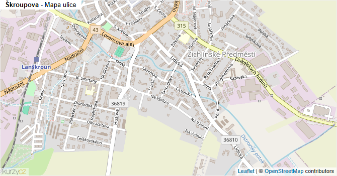 Škroupova - mapa ulice