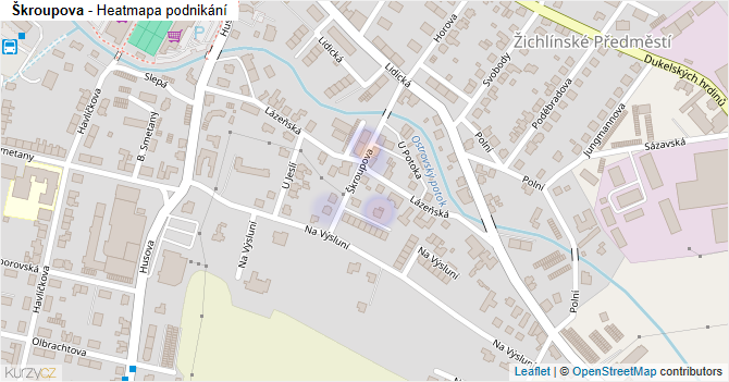 Škroupova - mapa podnikání
