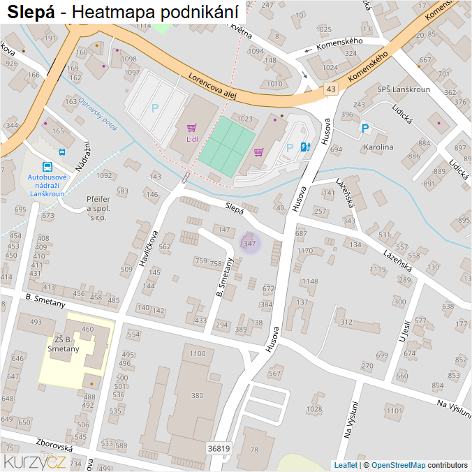 Mapa Slepá - Firmy v ulici.