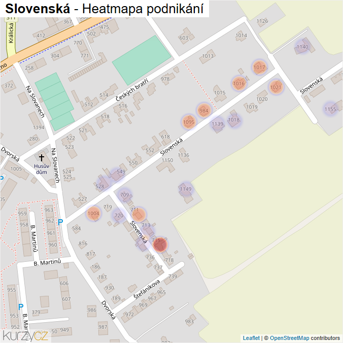Mapa Slovenská - Firmy v ulici.