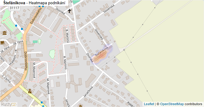 Štefánikova - mapa podnikání