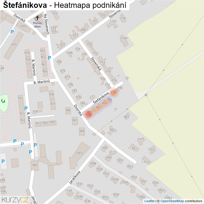 Mapa Štefánikova - Firmy v ulici.