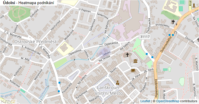 Údolní - mapa podnikání