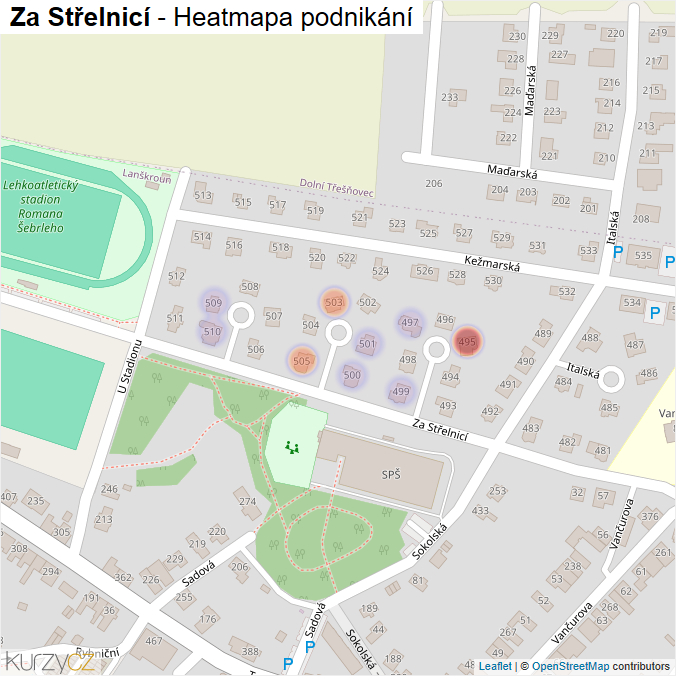 Mapa Za Střelnicí - Firmy v ulici.
