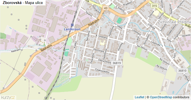 Zborovská - mapa ulice