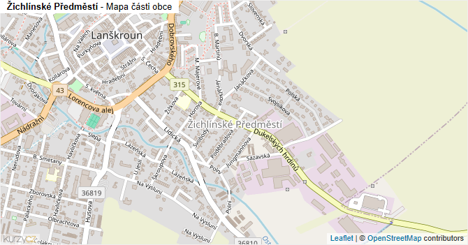 Žichlínské Předměstí - mapa části obce
