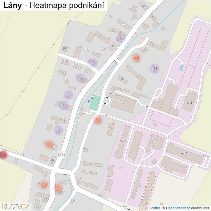 Mapa Lány - Firmy v části obce.