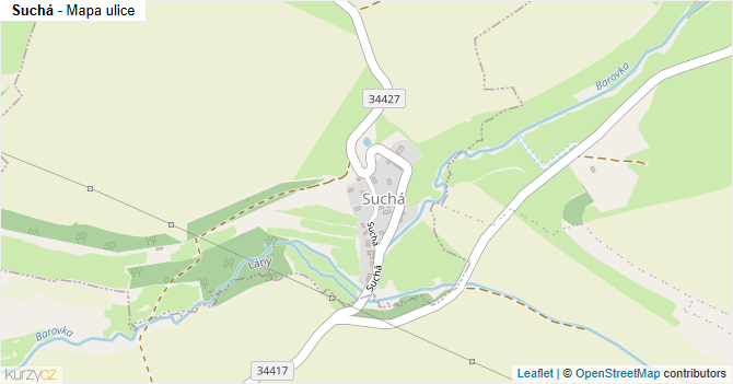 Suchá - mapa ulice