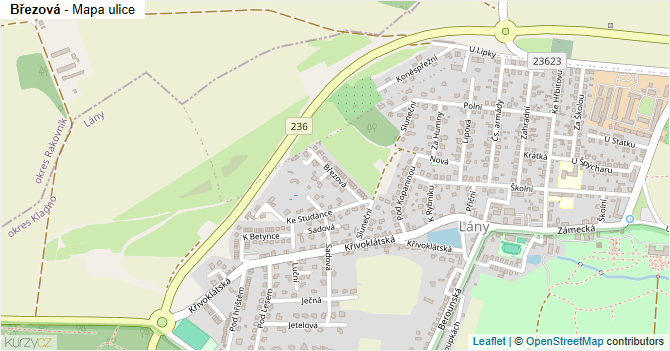 Březová - mapa ulice