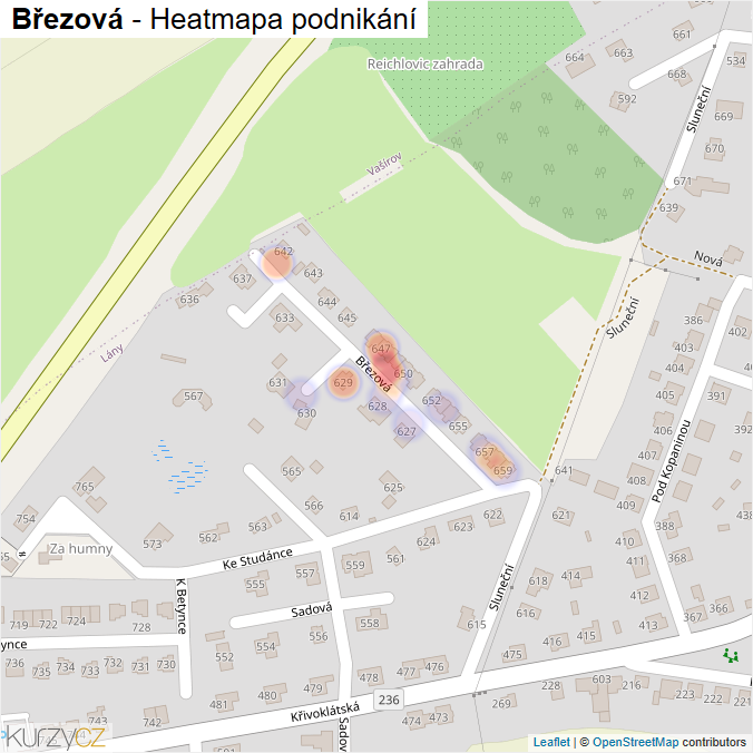 Mapa Březová - Firmy v ulici.