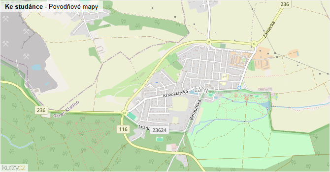 Ke studánce - záplavové mapy stoleté vody