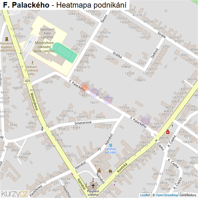 Mapa F. Palackého - Firmy v ulici.