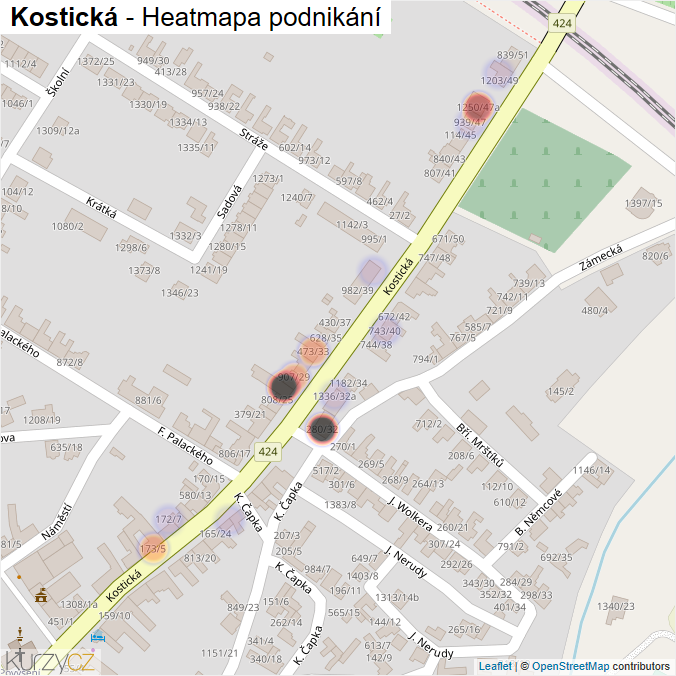 Mapa Kostická - Firmy v ulici.